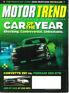 MOTOR TREND 2009 JAN - CAR of the YEAR, ZR1 vs. 599 GTB, CAL SPYDER, GT-R